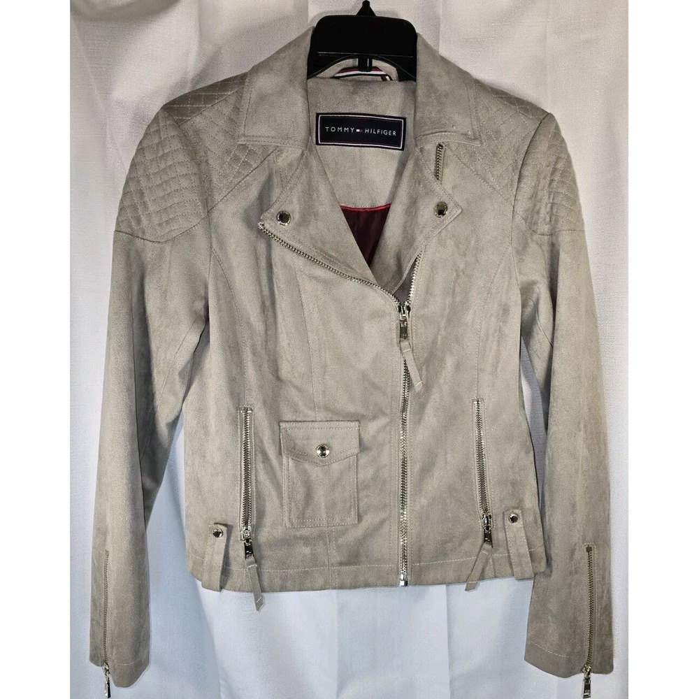 Tommy Hilfiger Womens‎ Small Suede Leather Full Zip Jacket